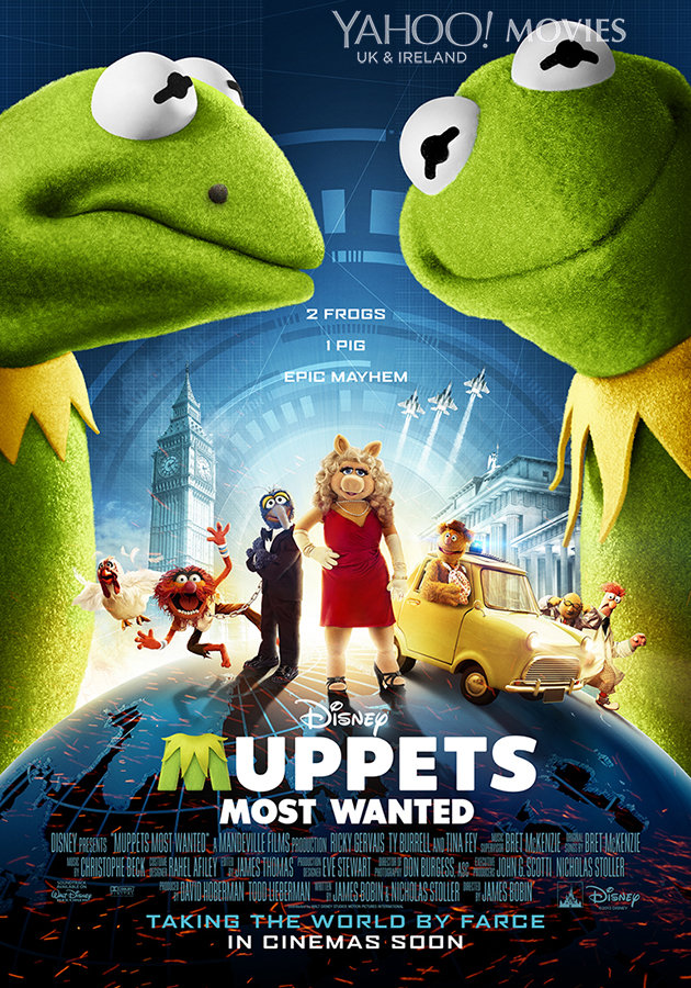 A movie poster of the film Muppets most wanted